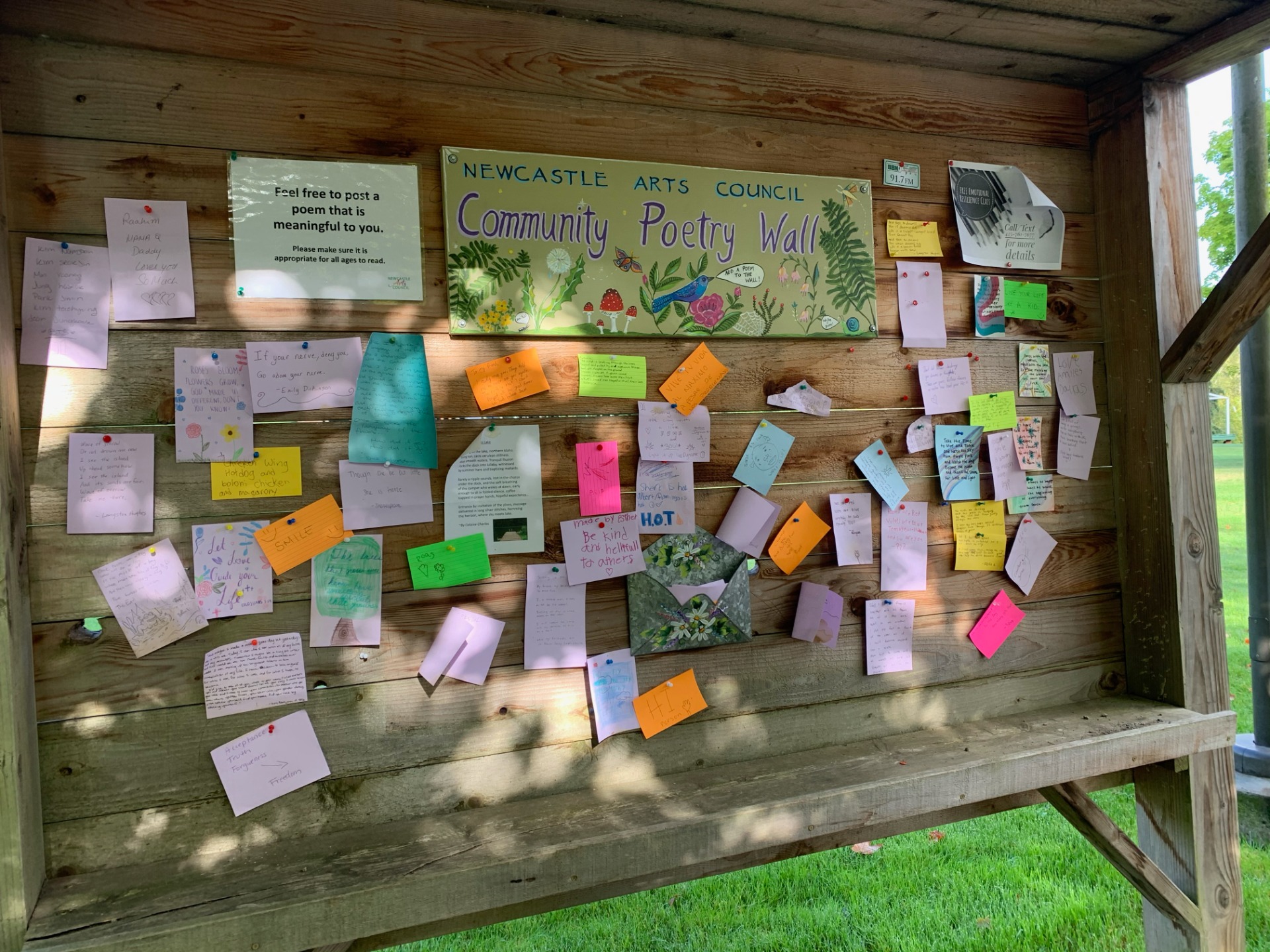 The poetry board we found at Lake Boren Park